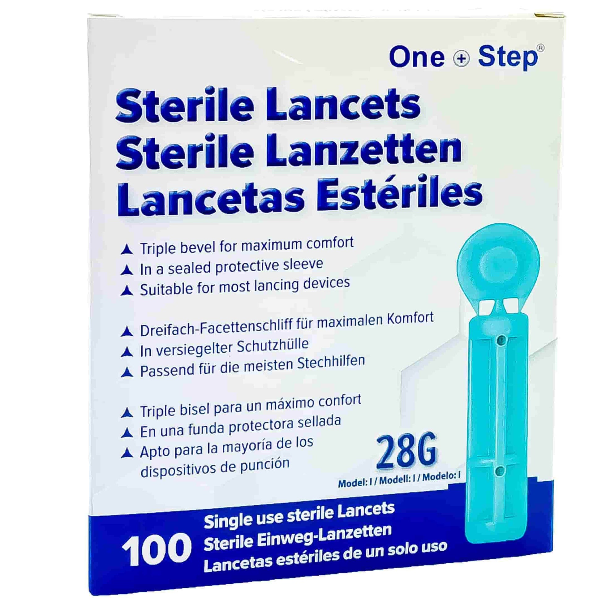 'One Step' 100 x 28g sterile lancets